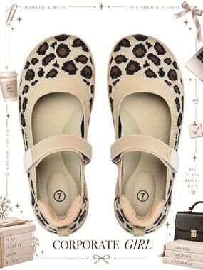 Wide Toe Box Mary Jane Knit Ballet Flats Women Comfortable Slip-On Shoes